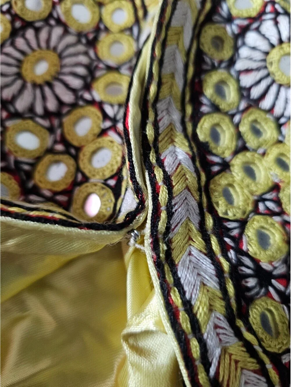 Vintage Kids Afghan Baluchi Emporium Waistcoat Vest Mirrored Yellow Gold Small